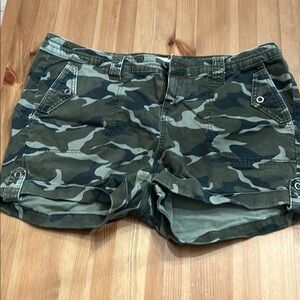 Torrid Green Cargo Shorts with Camouflage Design